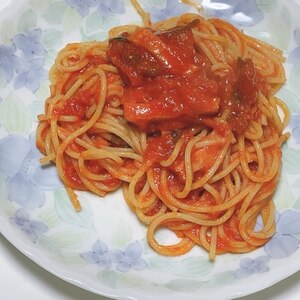 ピーマンとベーコンのトマトスパゲティ